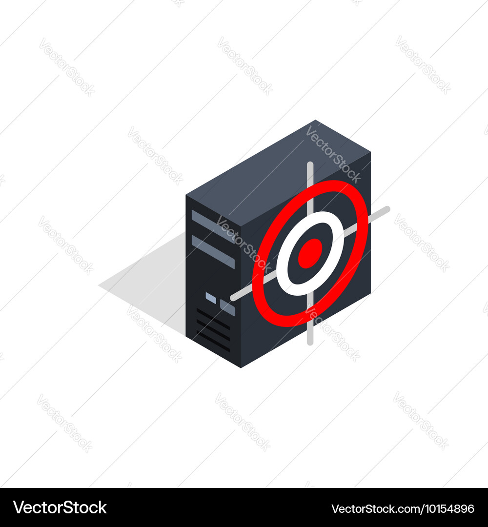 Computer system unit and red target icon vector image