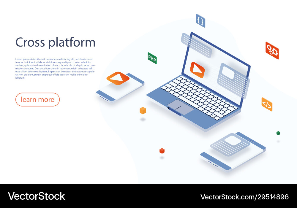 Cross-Platform App Development Website vector image
