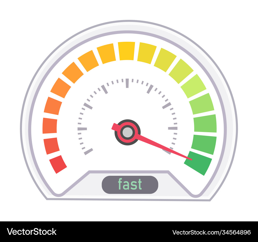 Digital speedometer indicating fast speed motion vector image