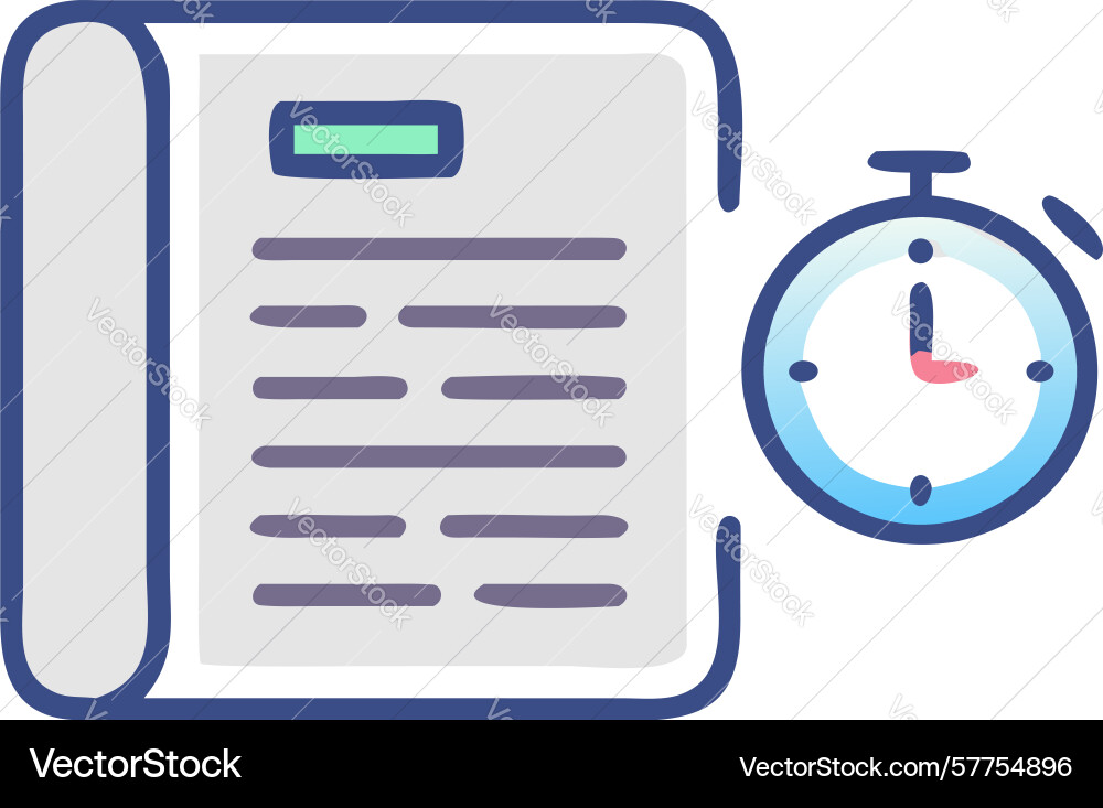 Document with clock icon scheduling record vector image