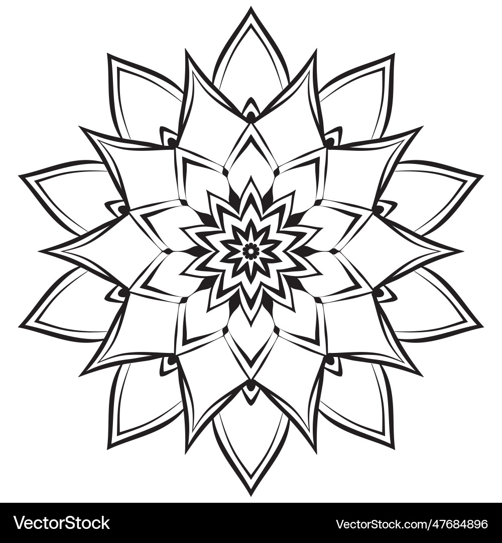 Flower mandala coloring page simple symmetric Flower mandala coloring page simple symmetric vector image
