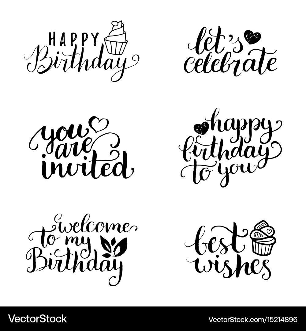 Handwritten Birthday Lettering Vector Image