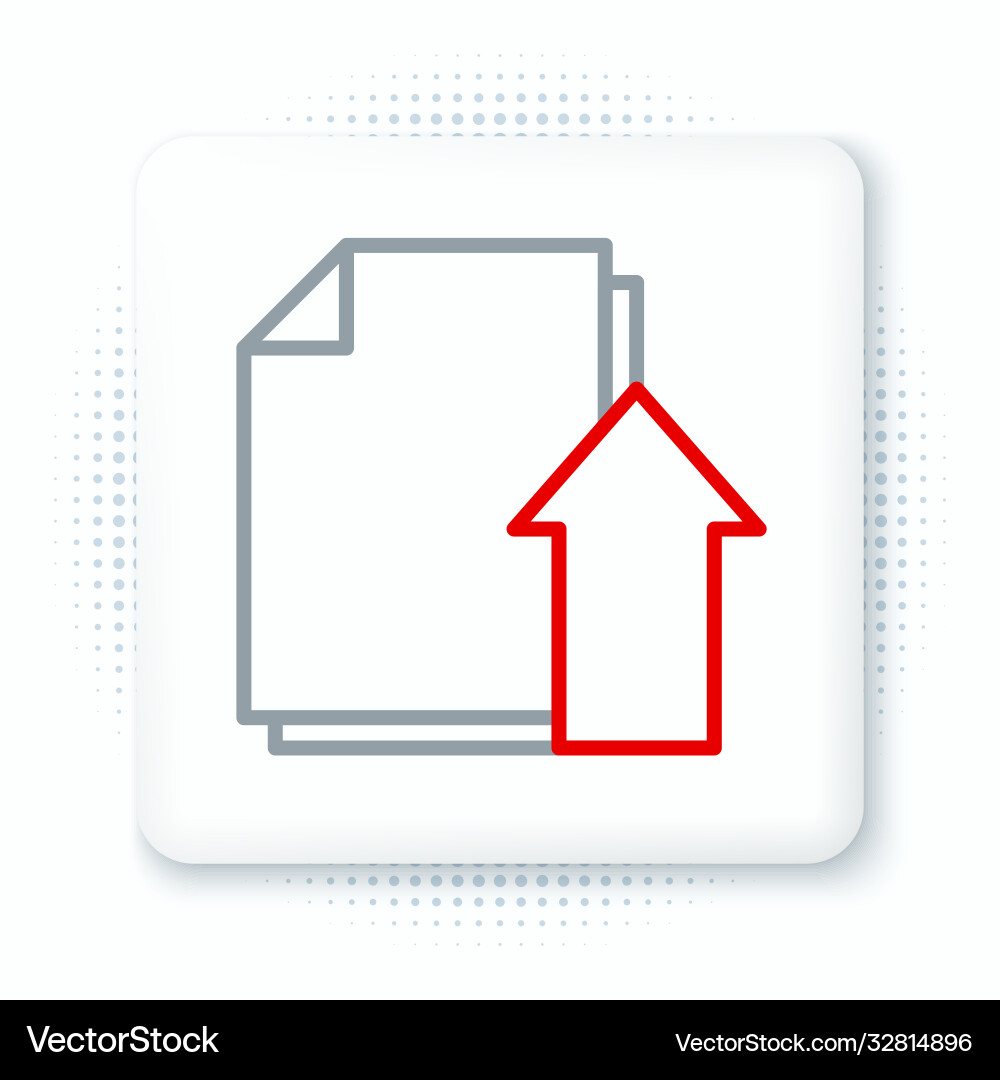 Line upload file document icon isolated on white Line upload file document icon isolated on white Vector Image