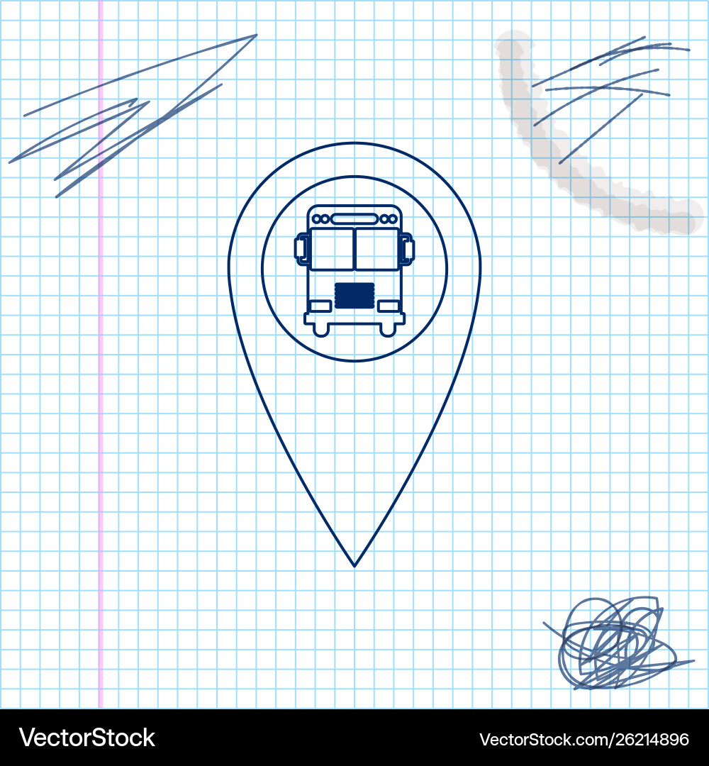 Map pointer with bus line sketch icon isolated Map pointer with bus line sketch icon isolated vector image