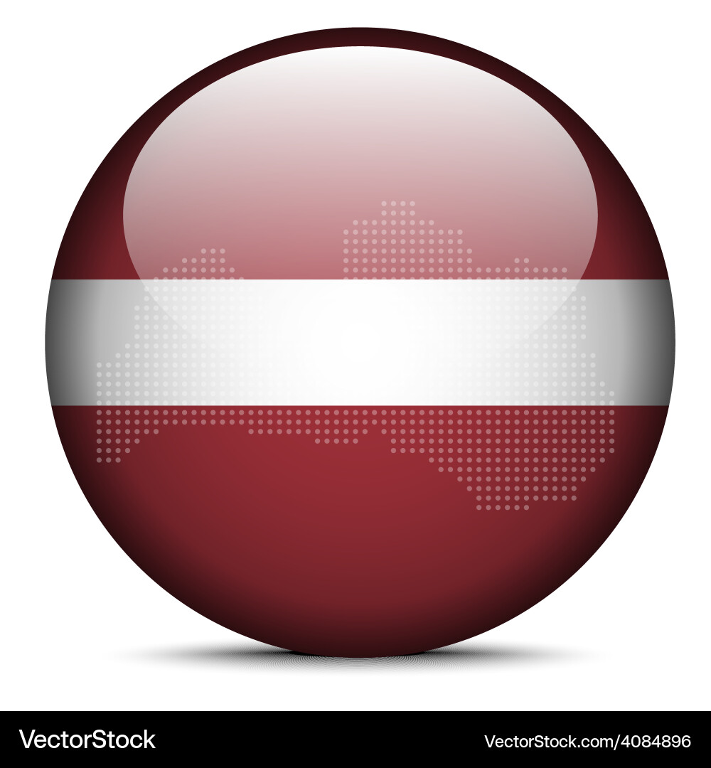 Map with dot pattern on flag button of latvia vector image