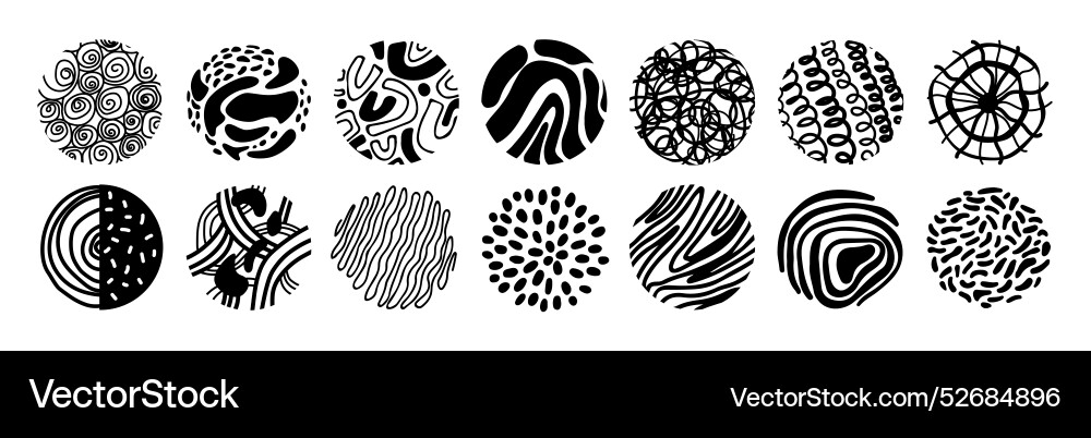 Monochrome circles with pattern texture Vector Image