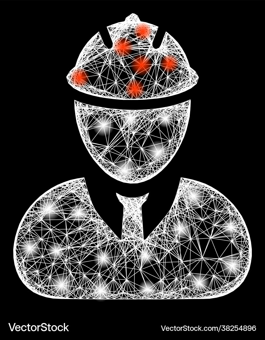 Net engineer web mesh with bright flash nodes Net engineer web mesh with bright flash nodes vector image