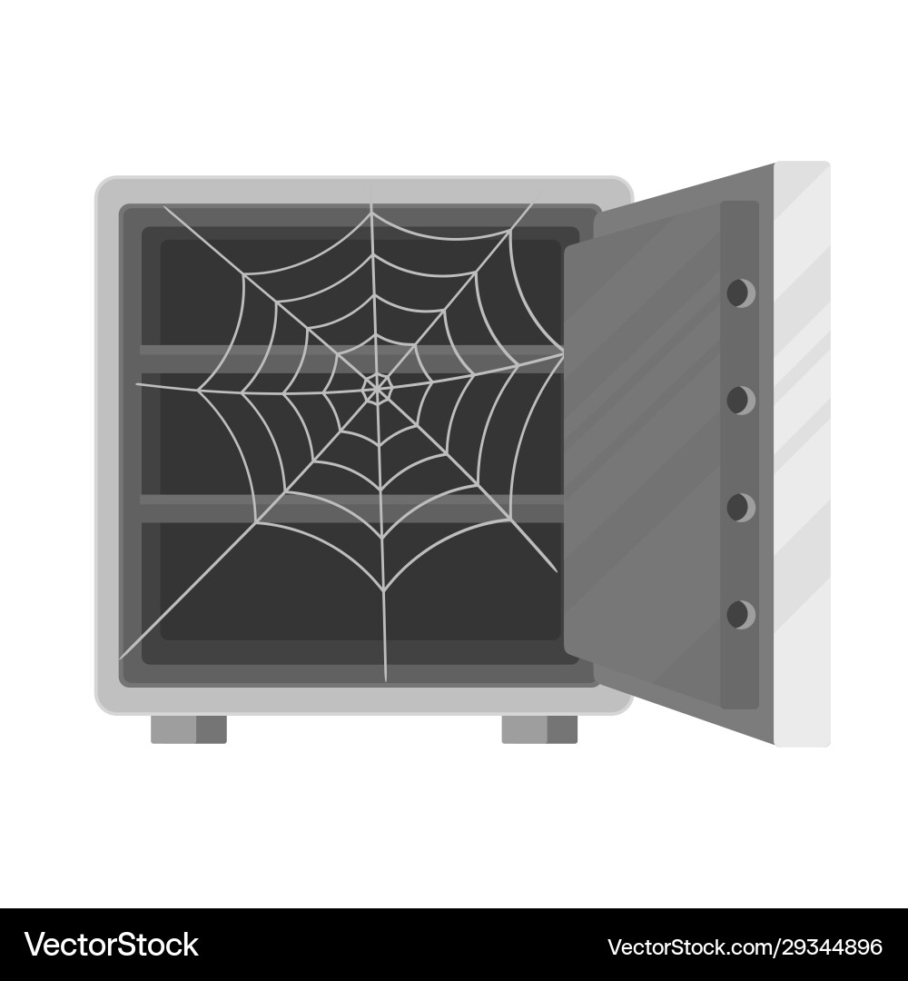 Open empty safe with a cobweb inside vector image
