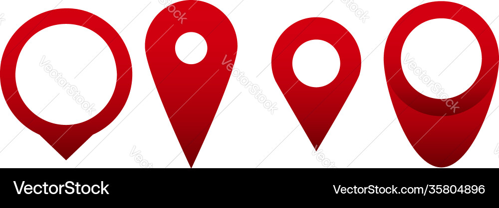 Red pin point icon set map location pointer Vector Image