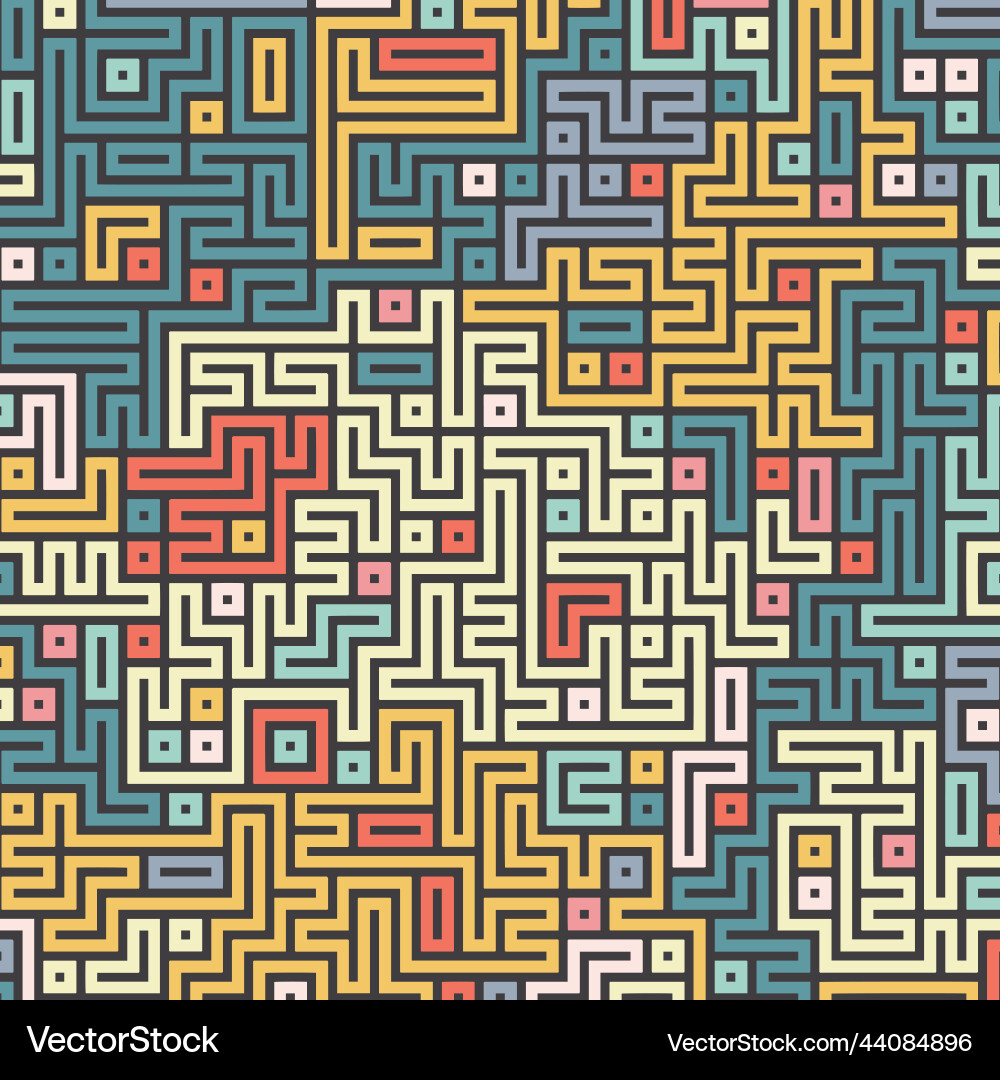 Retro coloured maze style pattern background vector image