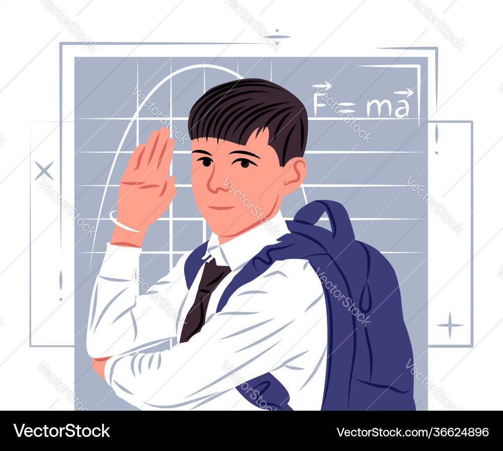 Schoolboy in shadow sharp lines style Vector Image