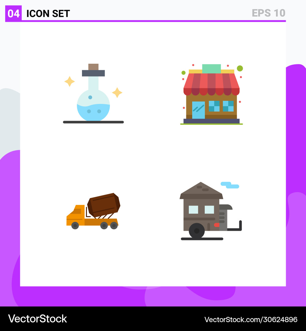 Set 4 modern ui icons symbols signs for flask vector image