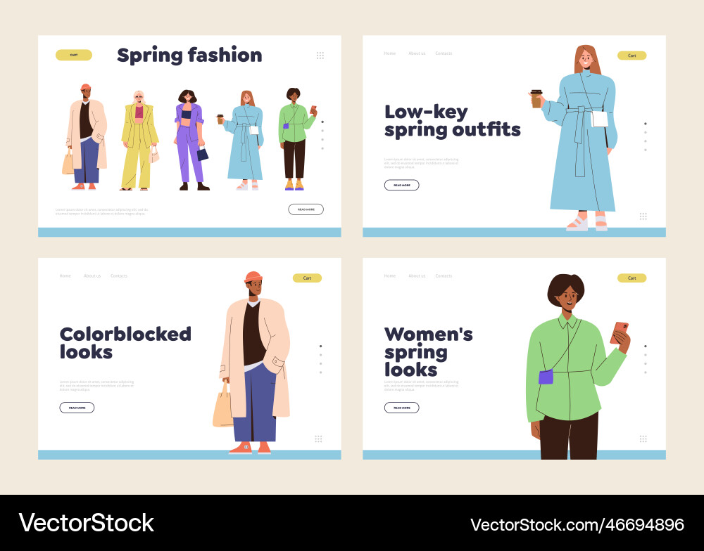 Set of landing page design template with elegant Set of landing page design template with elegant Vector Image
