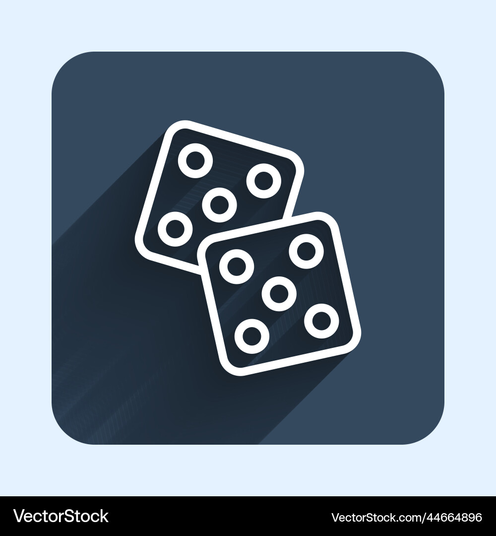 White line game dice icon isolated with long Vector Image