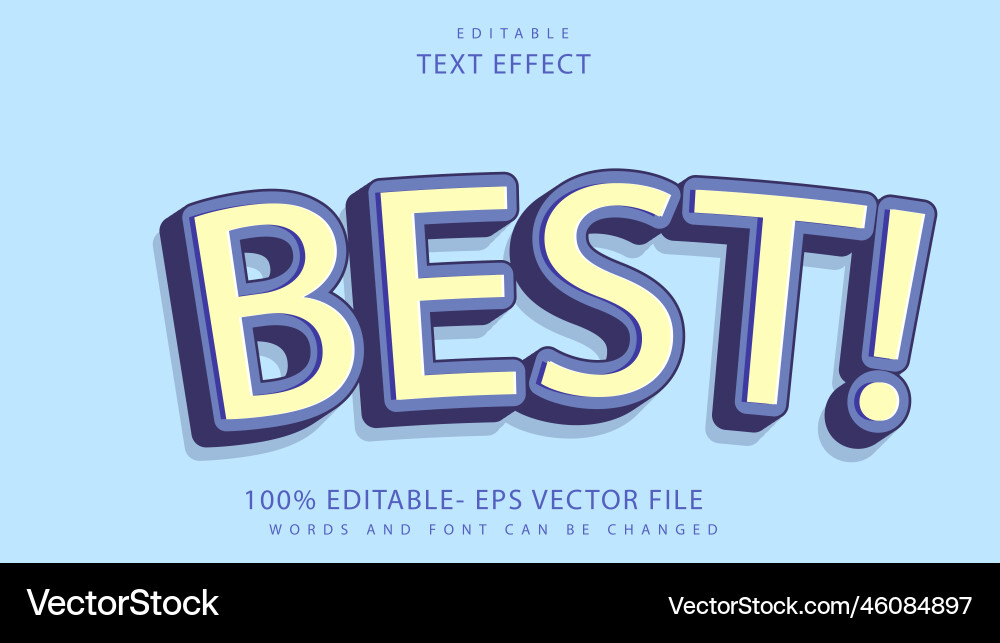 3d best editable text effect design template Vector Image