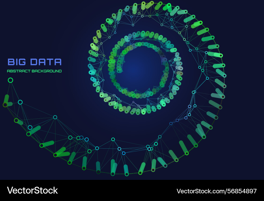 Abstract grid helix from color polygons in dark vector image