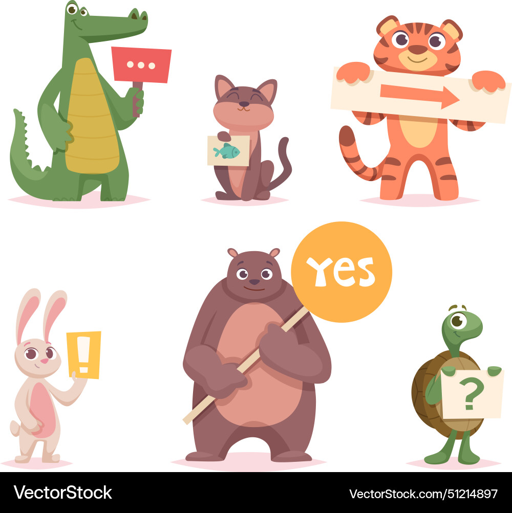 Animals with banners cartoon funny Animals with banners cartoon funny vector image
