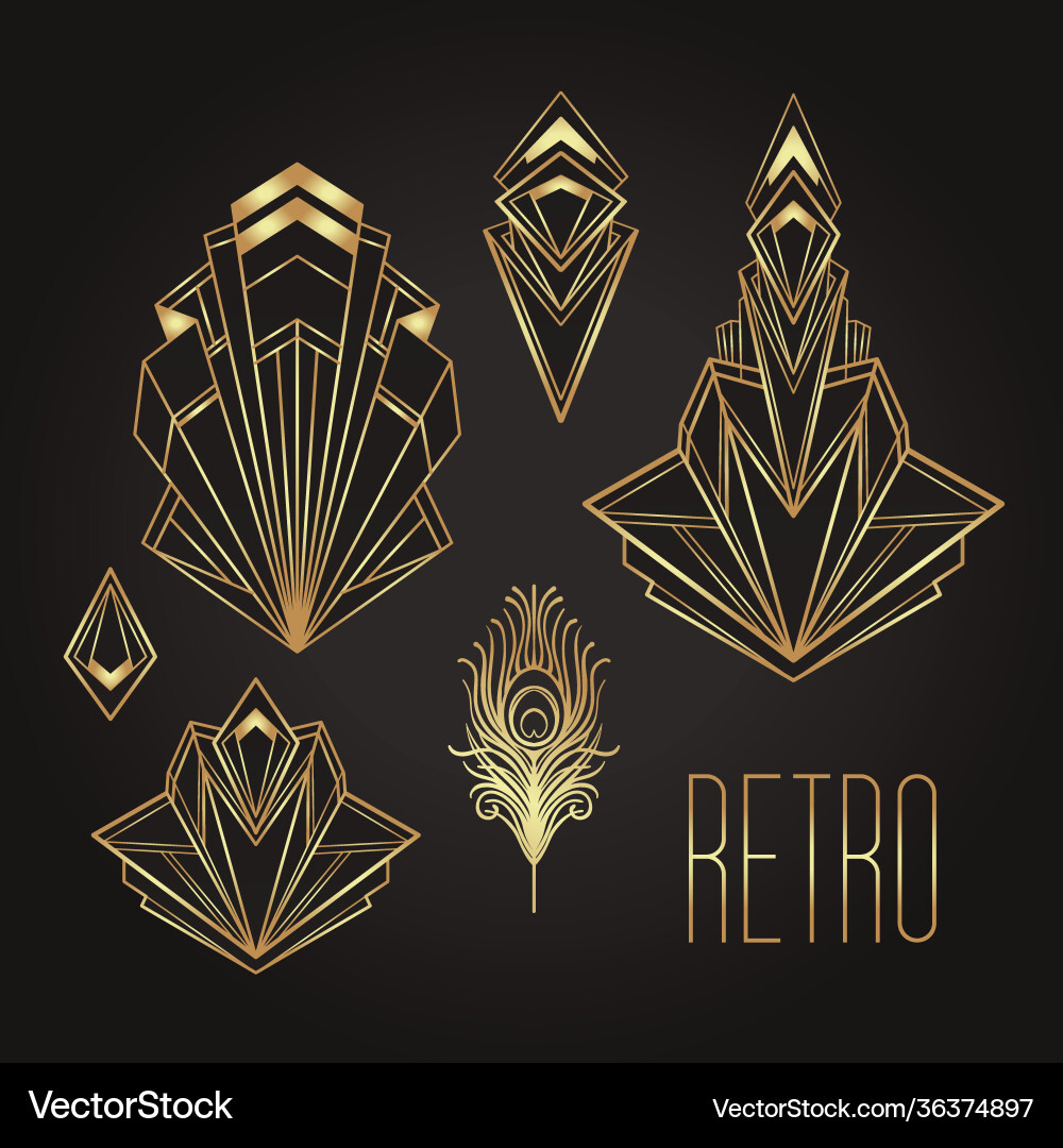 Art Deco Patterns & Elements Vector Image