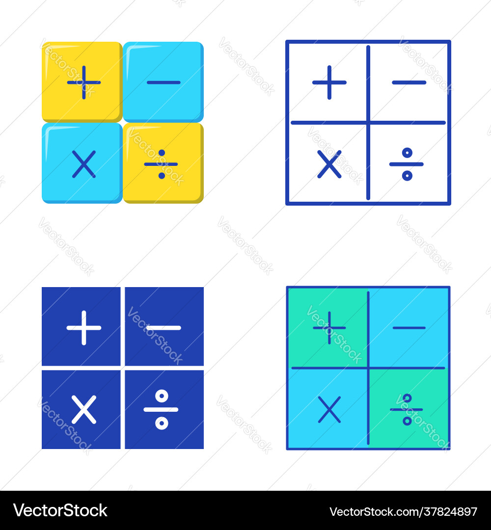 Basic math operations icon set in flat and line Basic math operations icon set in flat and line vector image