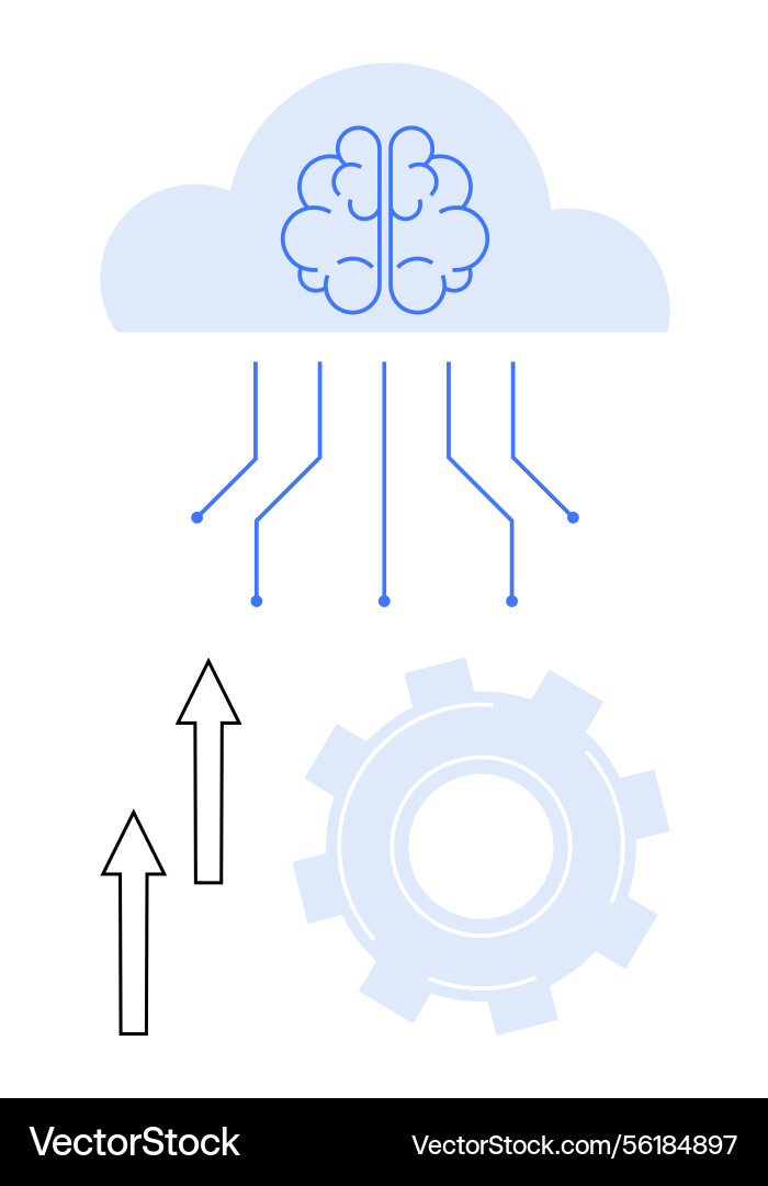 Cloud computing with brain integration and data Cloud computing with brain integration and data vector image