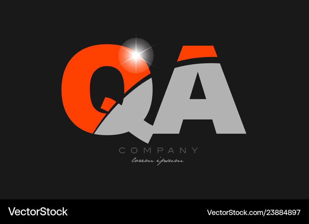 Combination letter qa q a in grey orange color Vector Image