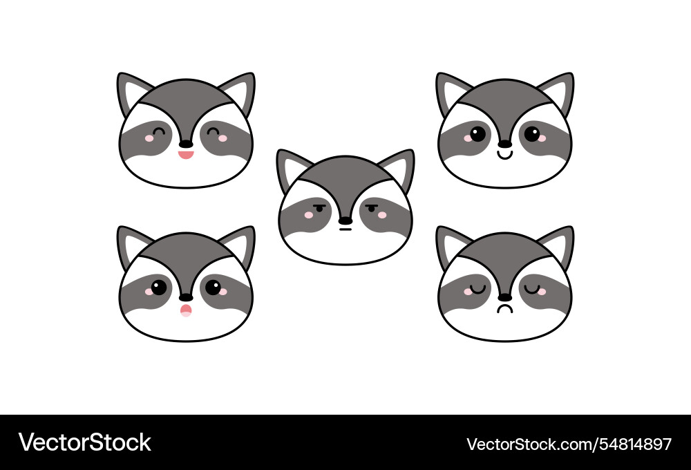Cute ferret character with expressions Cute ferret character with expressions vector image