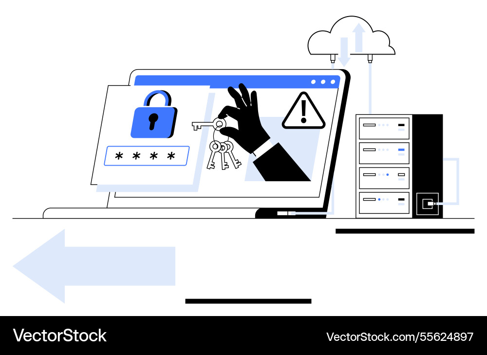 Cybersecurity concept with hacking attempt Cybersecurity concept with hacking attempt vector image