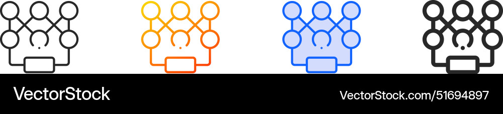 Deep learning iconthin linear gradient blue Deep learning iconthin linear gradient blue vector image