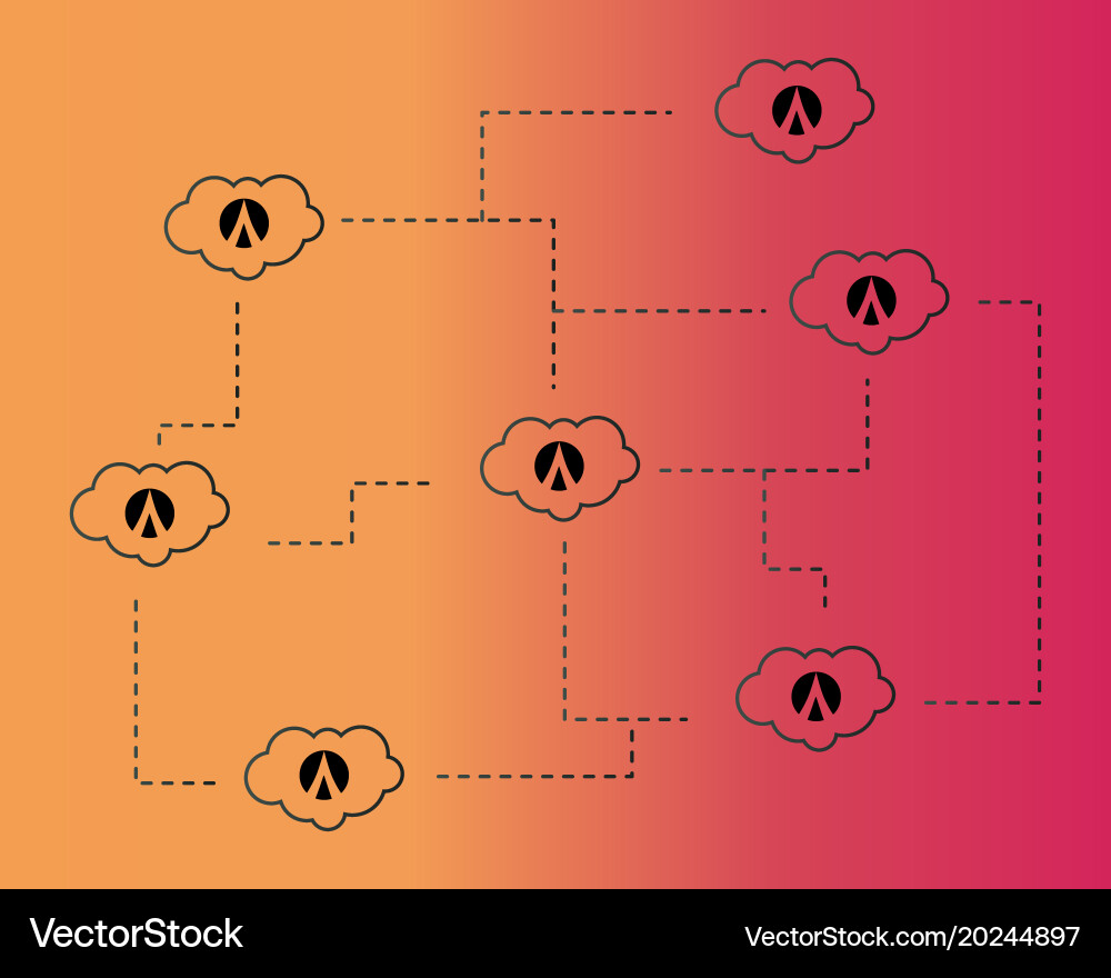 Dentacoin blockchain on cloud style background vector image