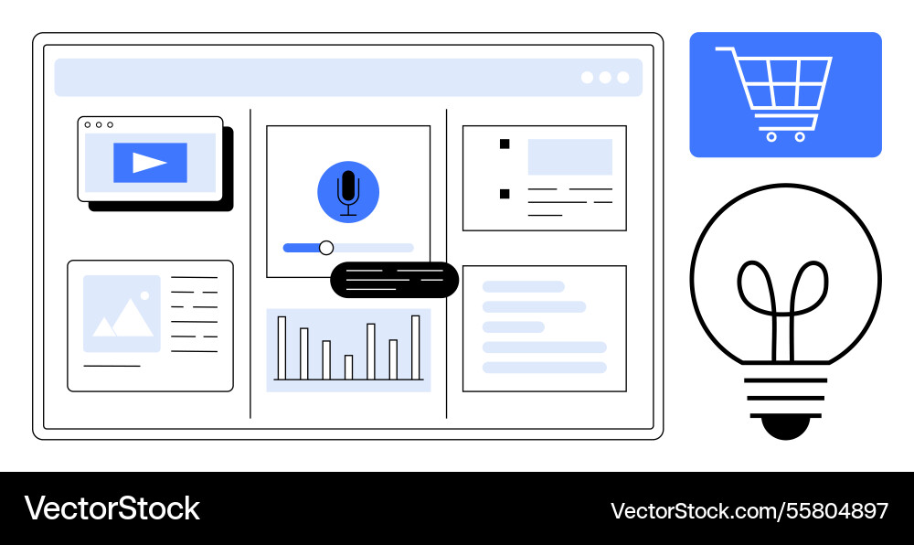 Digital dashboard with voice search analytics Digital dashboard with voice search analytics vector image