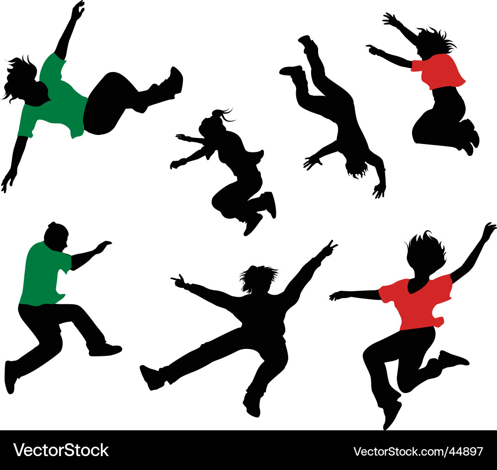 Falling People Silhouettes Vector Image
