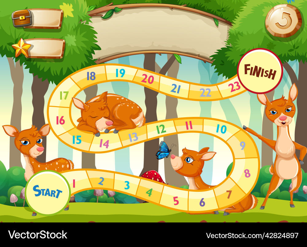 Game design with deers in forest background vector image