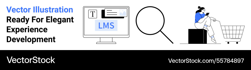 Learning management system concept with user Learning management system concept with user vector image