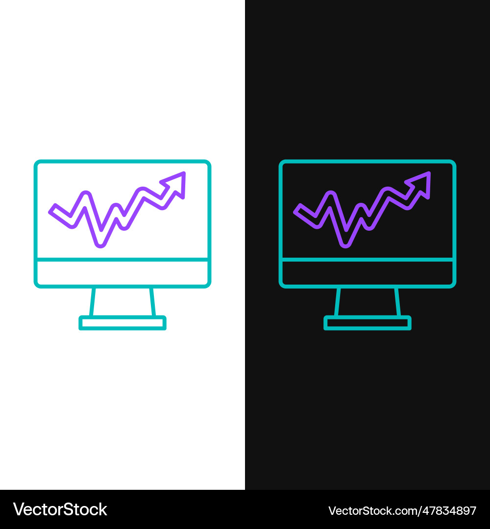 Line computer monitor with graph chart icon Line computer monitor with graph chart icon vector image