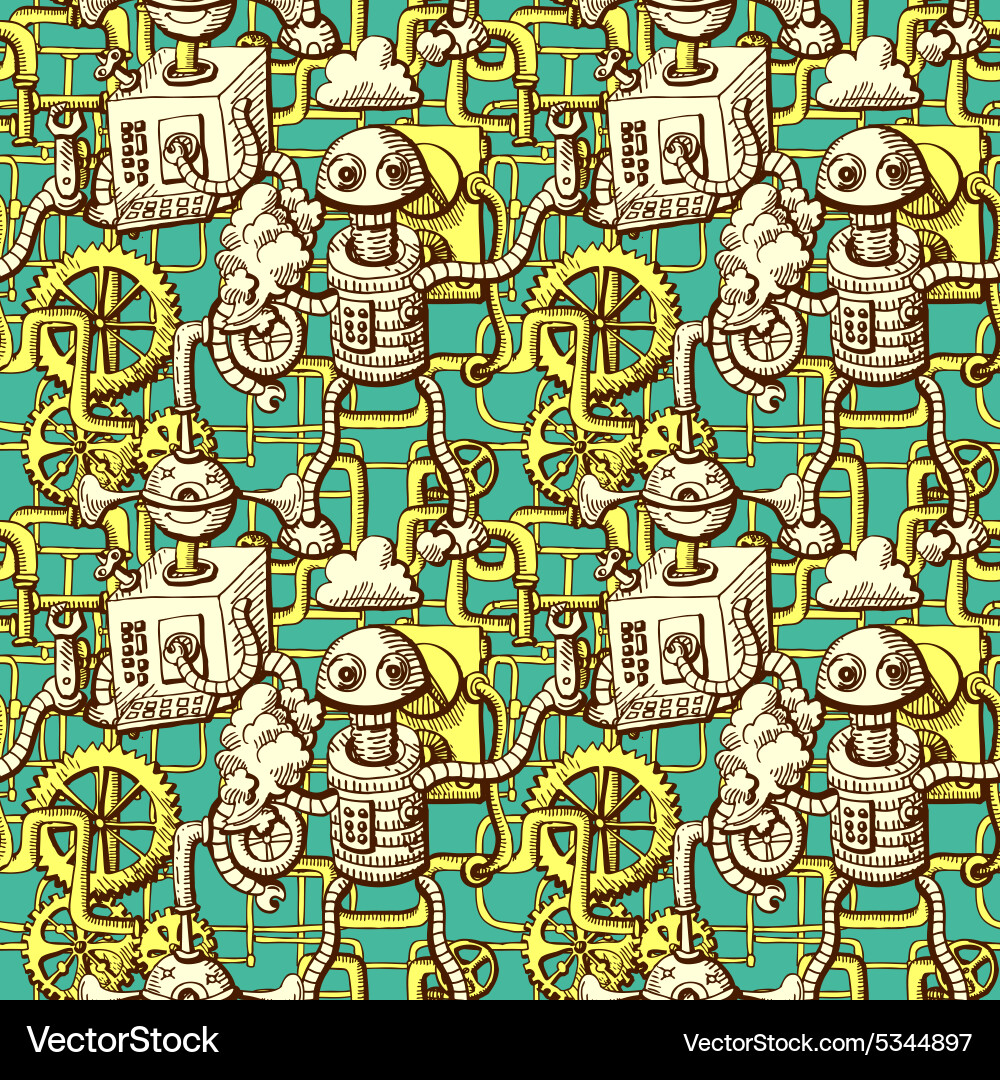 Robots seamless pattern vector image