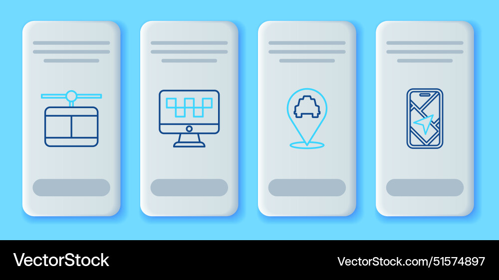 Set line computer call taxi service location Vector Image