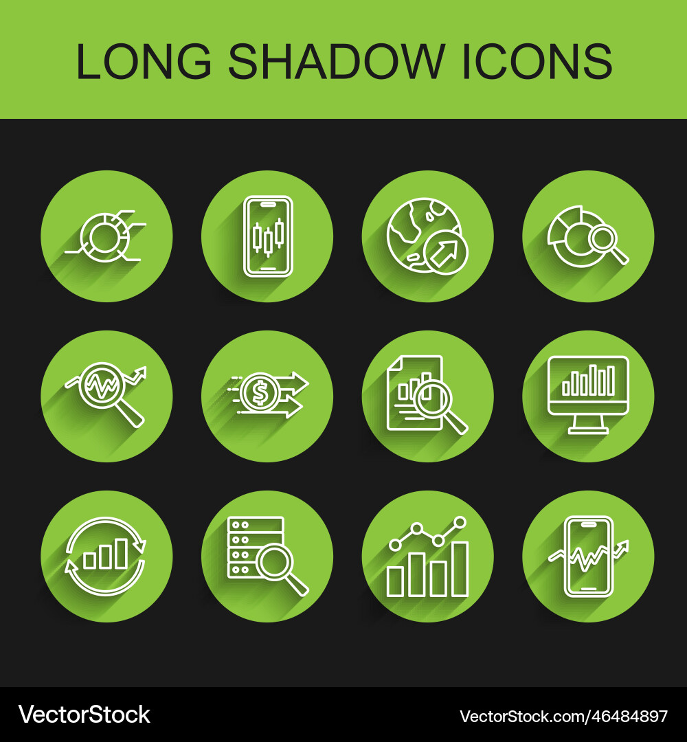 Set line graph chart infographic server pie Set line graph chart infographic server pie vector image