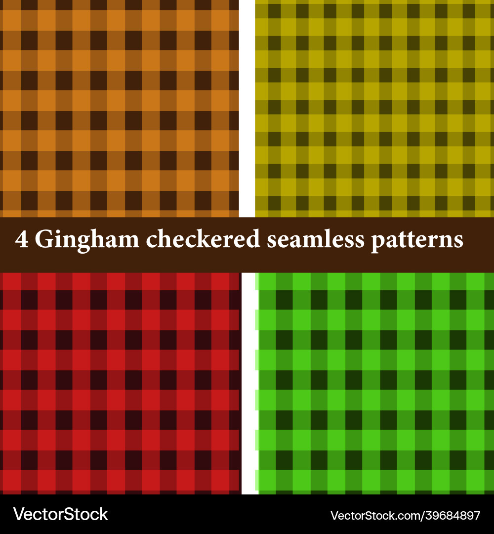 Set of 4 color gingham seamless pattern collection Vector Image