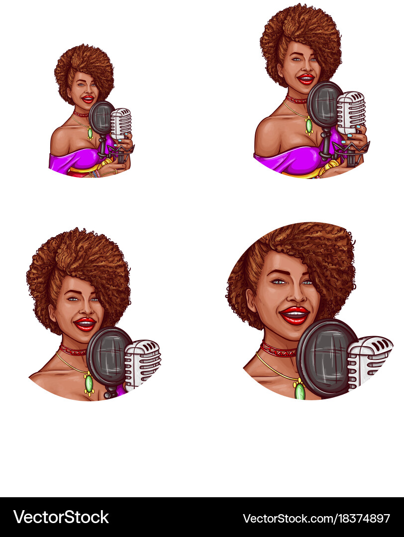 Set of pop art round avatar icon for users vector image