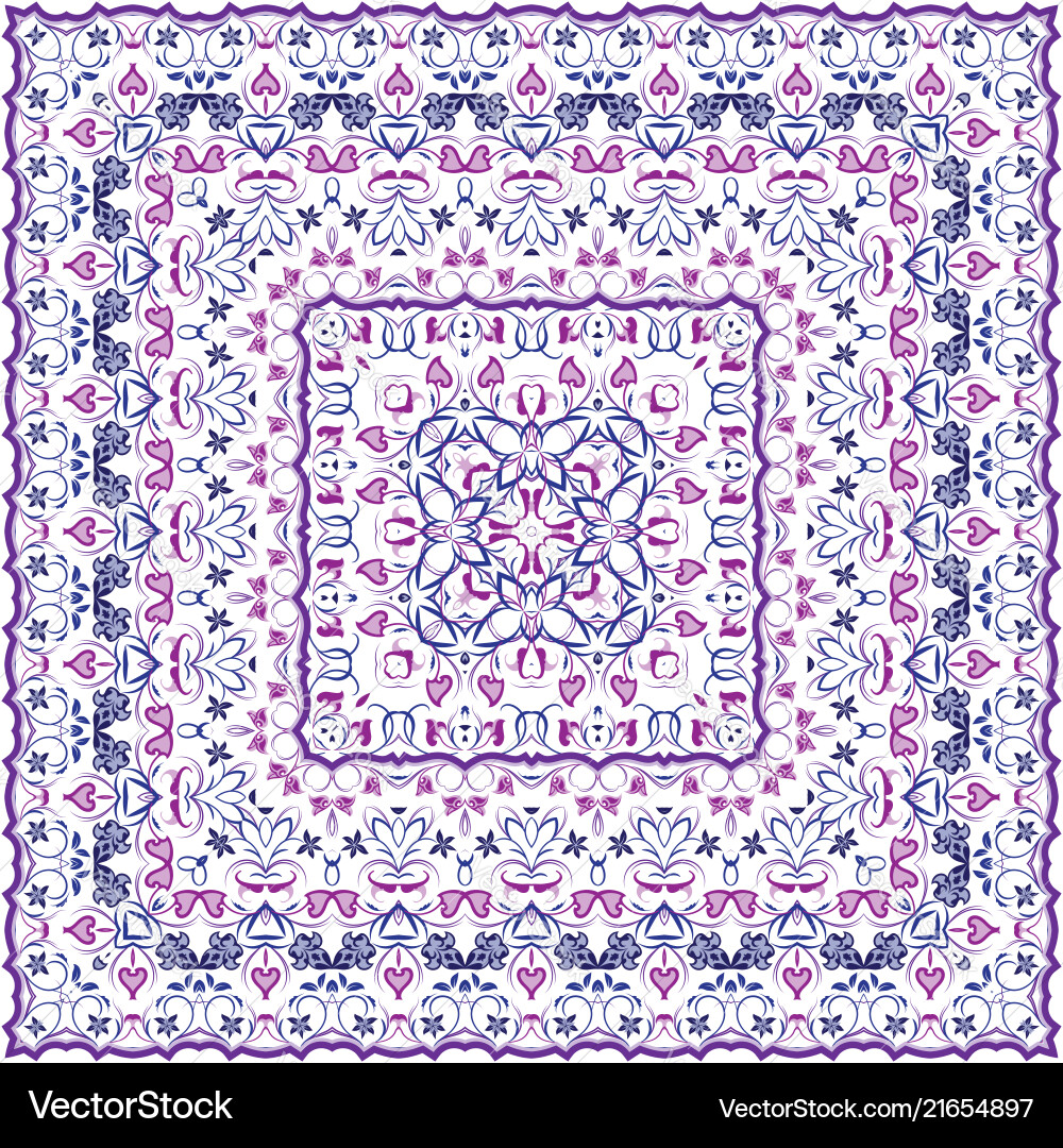 Square pattern for the silk scarf Square pattern for the silk scarf vector image