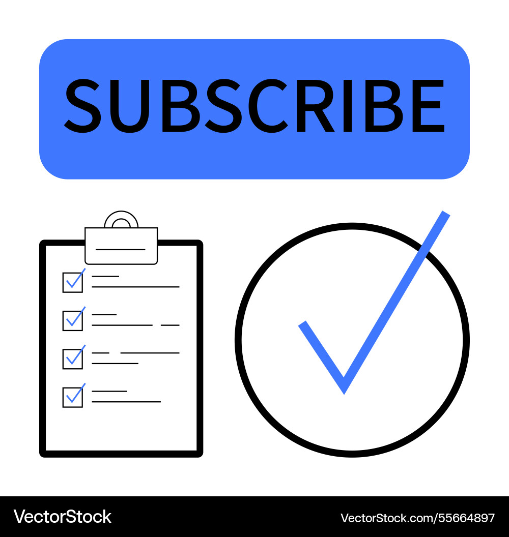 Subscribe button with checklist and checkmark Vector Image