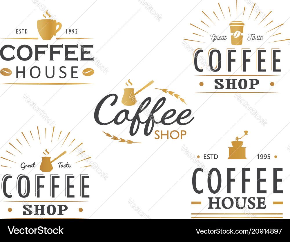 Vintage Coffee Logo Set Vector Image