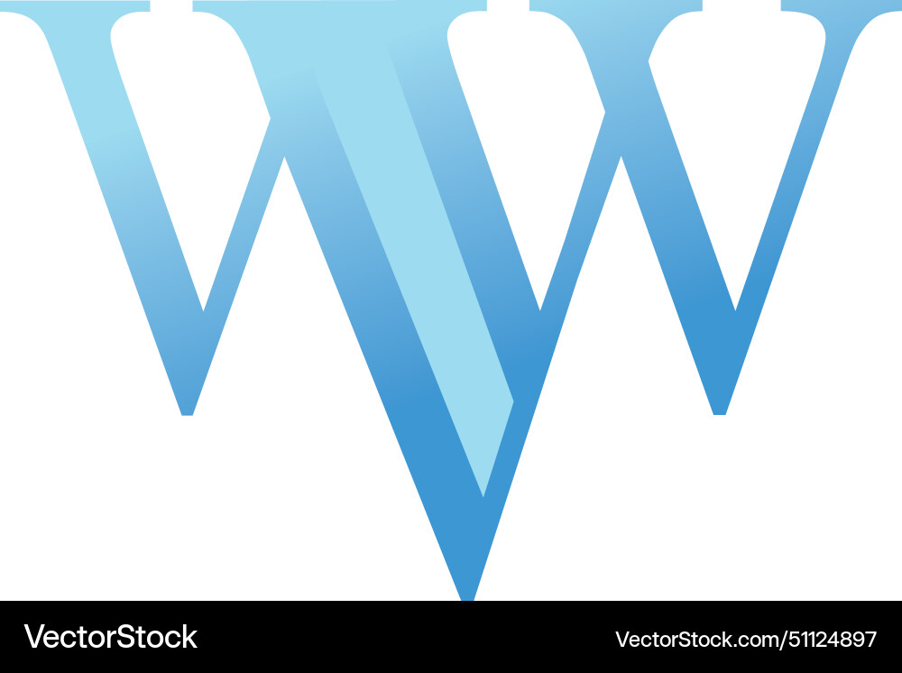 W and letter logo blue color Royalty Free Vector Image
