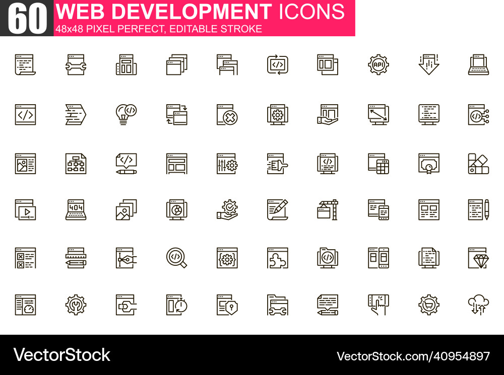 Web Development Line Icons - UI Toolkit vektorbild