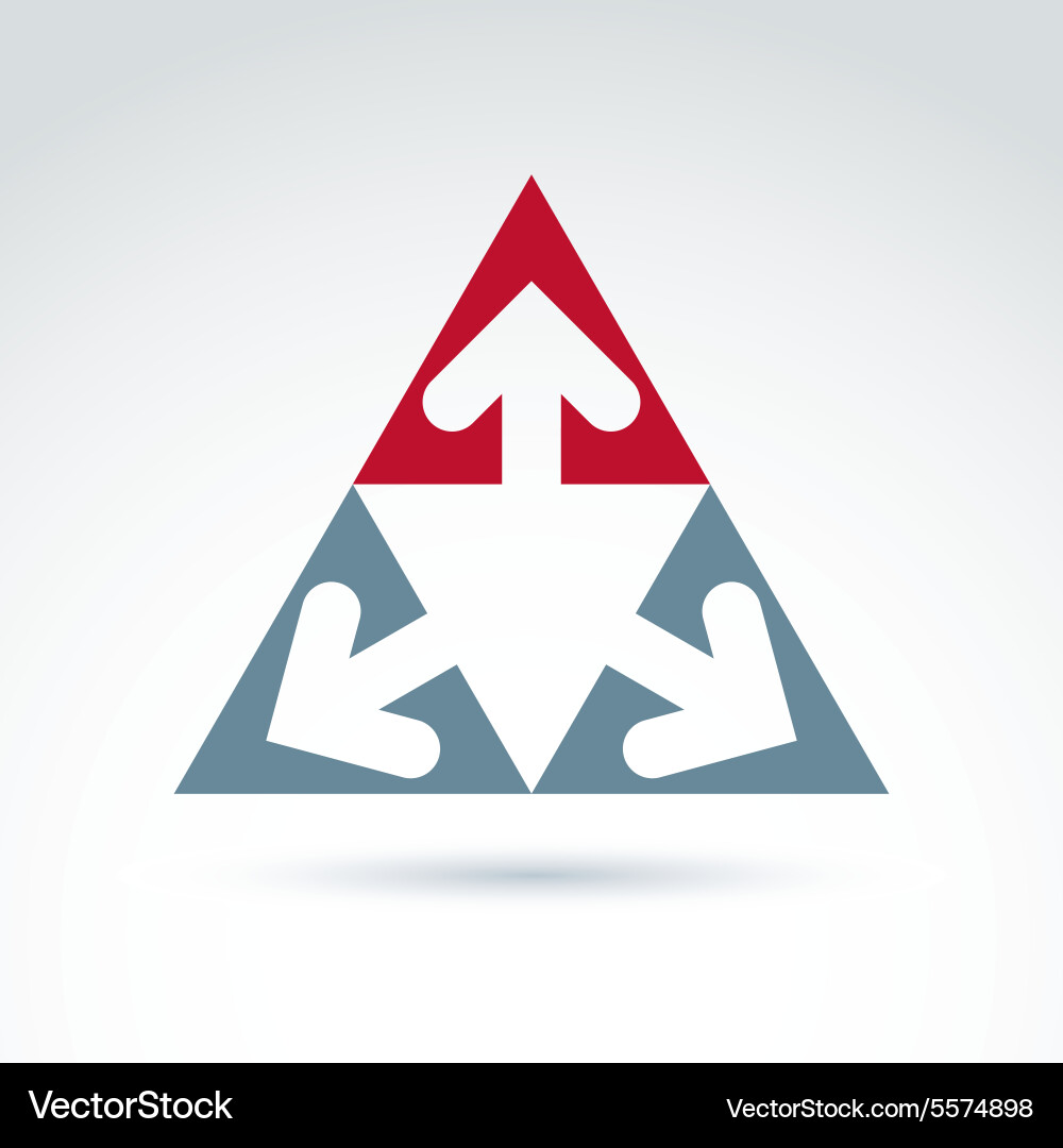 Abstract emblem with three multidirectional arrows vector image