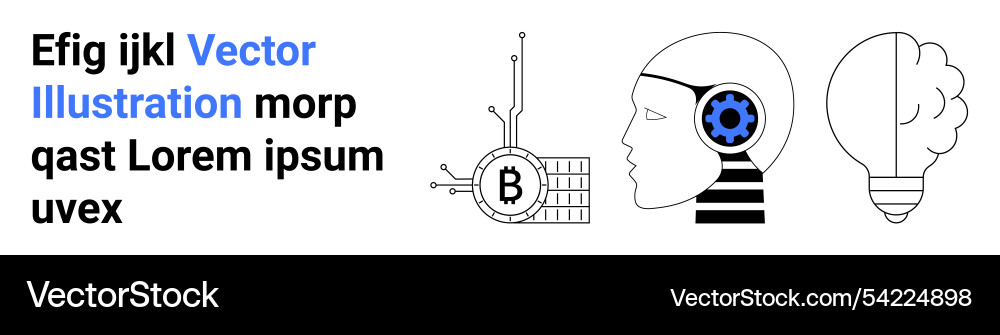 Ai head with gear brain blockchain bitcoin Ai head with gear brain blockchain bitcoin vector image