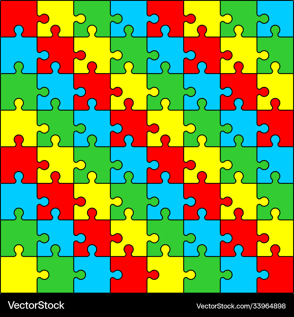 Colorful Puzzle Pattern - Awareness vector image