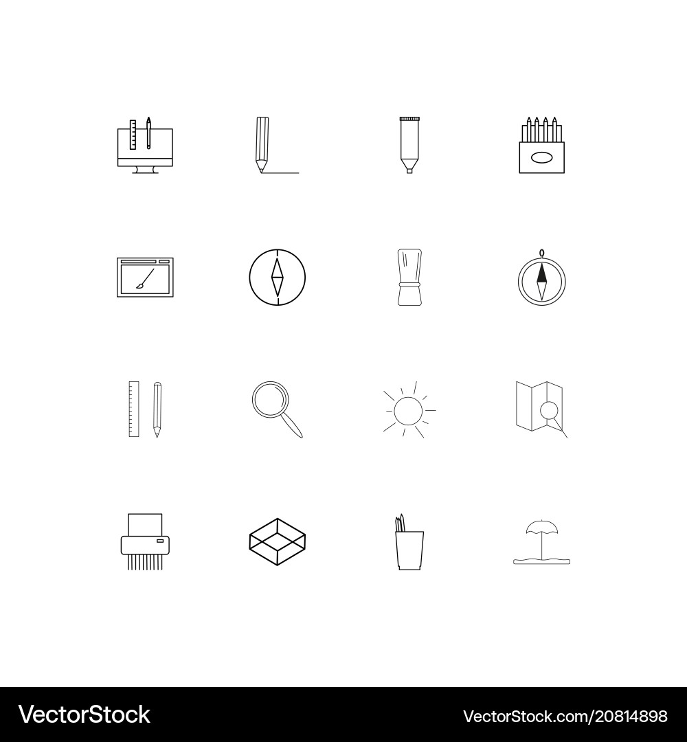 Creative process and design linear thin icons set vector image