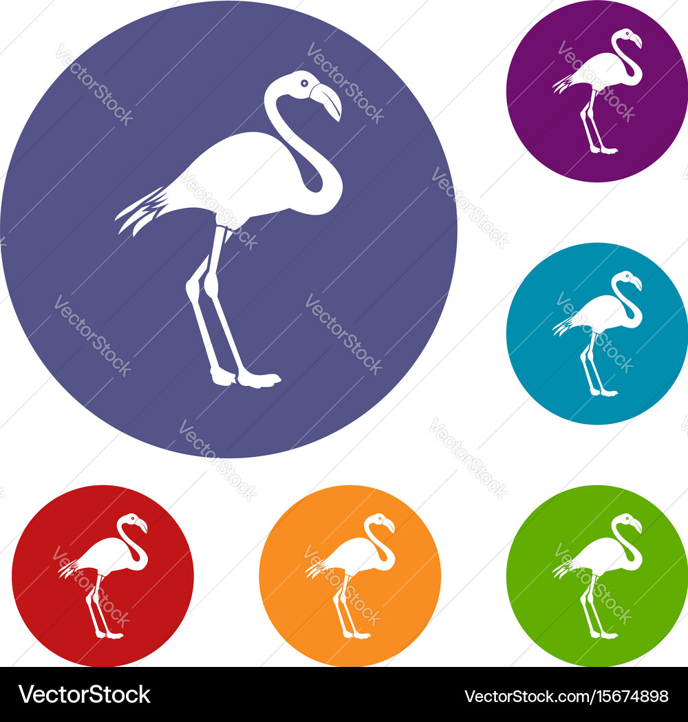 Flamingo icons set Vector Image