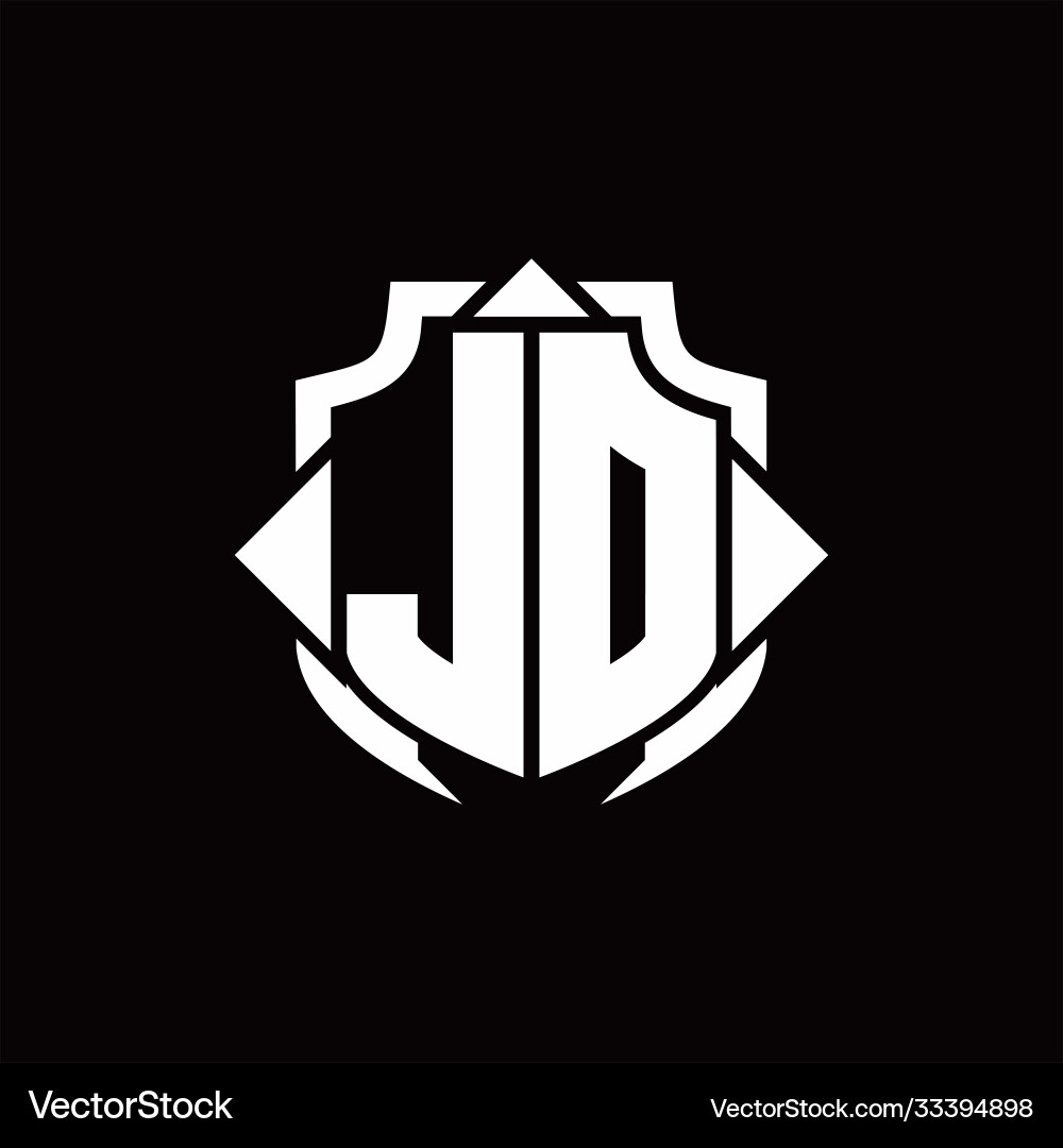 Jd logo monogram with shield line and 3 arrows Jd logo monogram with shield line and 3 arrows Vector Image